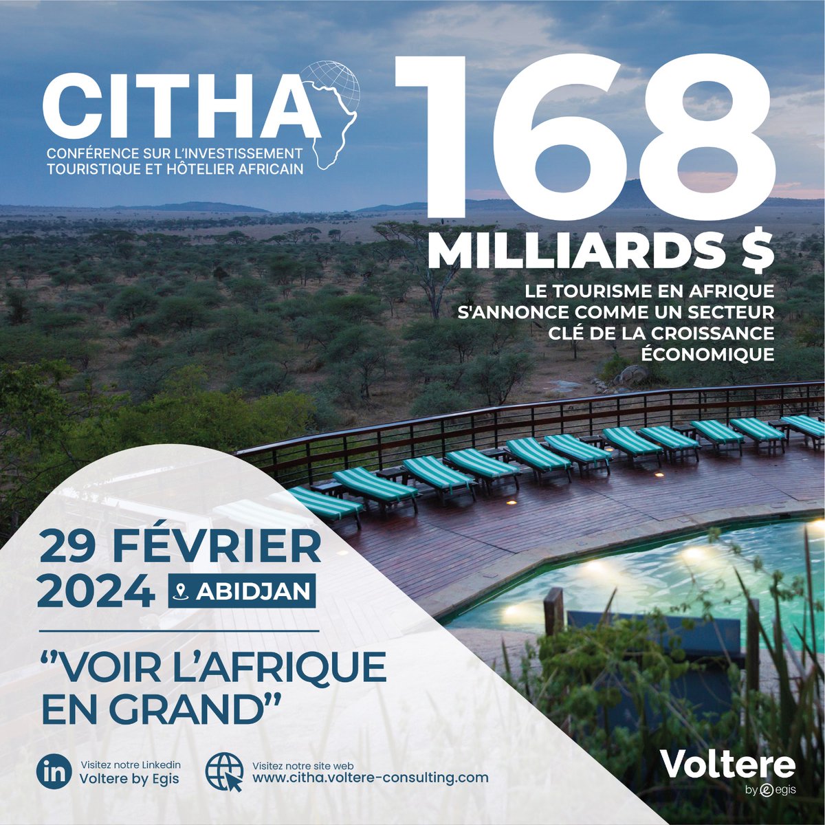🌍💰Comment pouvons-nous concrètement investir pour maximiser l'impact du tourisme en Afrique tout en développant des infrastructures innovantes ? ✨🌟

Rejoignez-nous à la #CITHA24 le 29 février pour explorer ensemble des solutions.👉 lnkd.in/ezSY-vgP