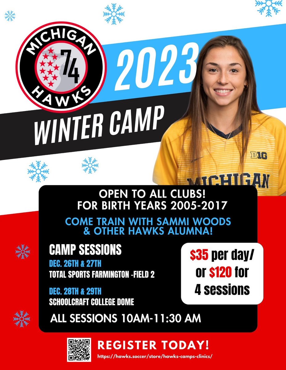 @Michigan_Hawks (@michigan_hawks) on Twitter photo We are excited to add <a href="/woodssammi/">Sammi</a>
<a href="/Michigan_Hawks/"><a href="/Michigan_Hawks/">@Michigan_Hawks</a></a> alumna and <a href="/Vol_Soccer/">Tennessee Soccer</a> player to the list of coaches for the
@Michigan_Hawks Winter Camp! Register at hawks.soccer/store/hawks-caβ¦. Questions, please email, doug@hawks.soccer. instagram.com/p/C0wszEhLEFU/β¦ We are excited to add <a href="/woodssammi/">Sammi</a>
<a href="/Michigan_Hawks/"><a href="/Michigan_Hawks/">@Michigan_Hawks</a></a> alumna and <a href="/Vol_Soccer/">Tennessee Soccer</a> player to the list of coaches for the
@Michigan_Hawks Winter Camp! Register at hawks.soccer/store/hawks-caβ¦. Questions, please email, doug@hawks.soccer. instagram.com/p/C0wszEhLEFU/β¦