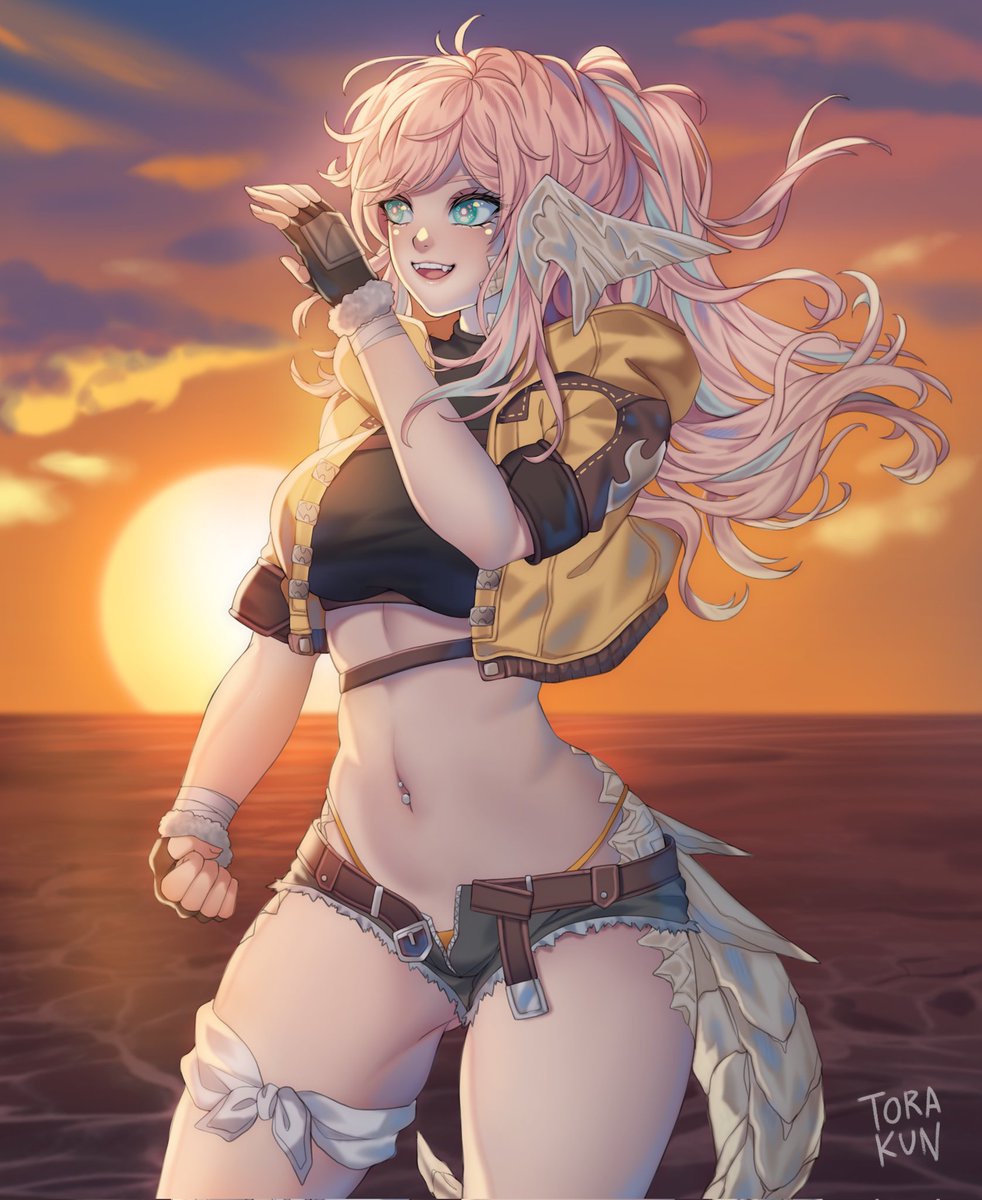 Secret Santa gift for @Fenrishion! Quite a lot of skin being shown off for this year's #FFXIVArtSecretSanta!! ☀️ Made by the ever talented @torakun14, thank you so much for making it!