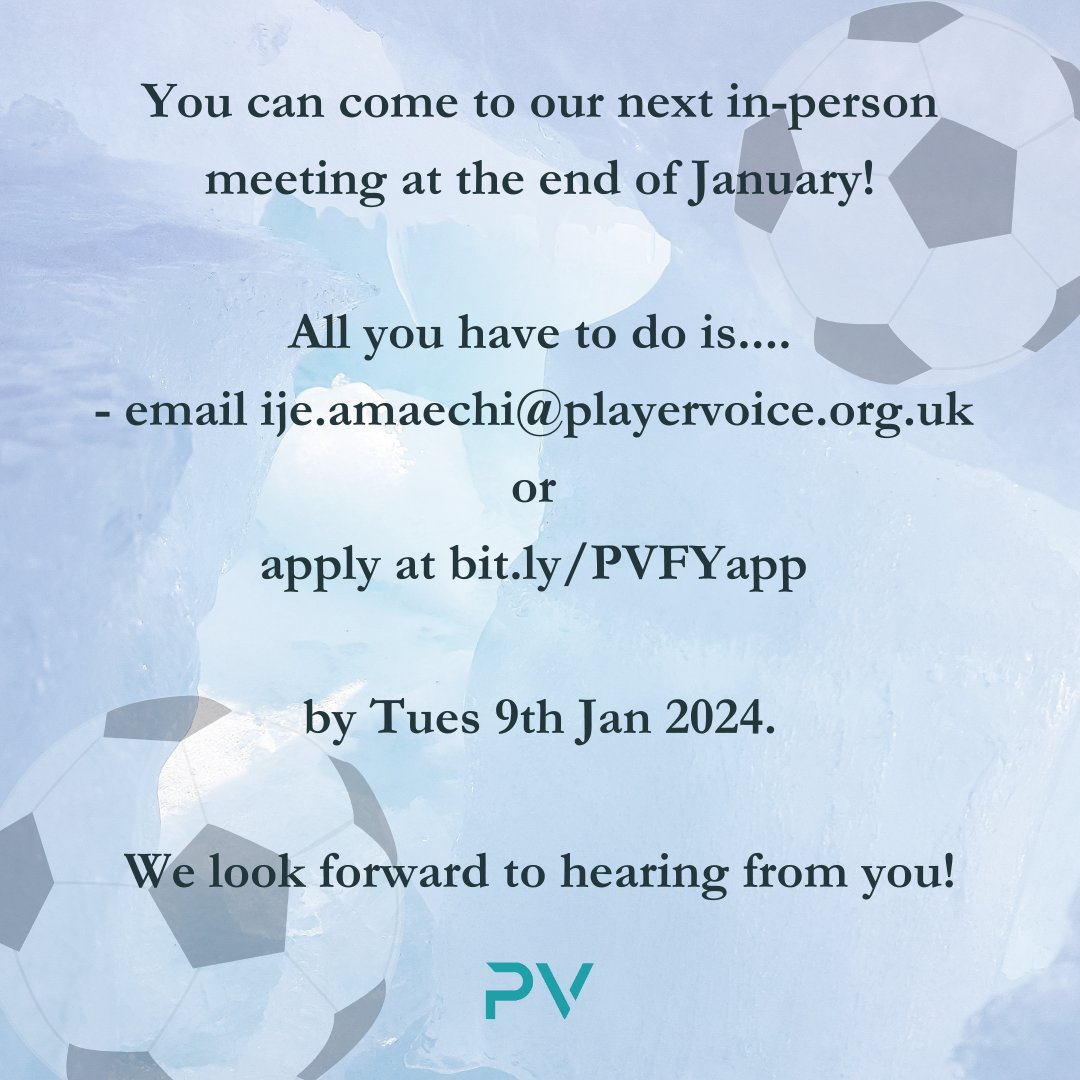 Are you a young footballer aged 13-19 interested in making a difference in the sport, or know someone who is? You could be a part of our Player Voice Youth Forum! Go to bit.ly/PVYFapp to apply by 9th January 2024. Please share with networks! #youthsport #youthwork