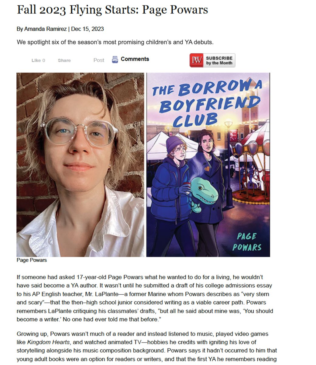 THANK YOU @PublishersWkly FOR NAMING ME AS ONE OF THE MOST PROMISING YA/CHILDRENS DEBUTS!!!! AAAAAAA