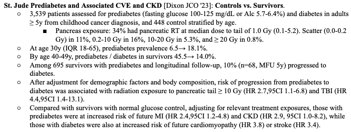 New research reveals that adult survivors of childhood cancer in the St. Jude Lifetime Cohort who received ≥10 Gy radiation to the pancreatic tail (or TBI) face higher risks of diabetes, heart disease, and stroke. #ayacsm #pedcsm #lymsm #radonc

pubmed.ncbi.nlm.nih.gov/38091552/