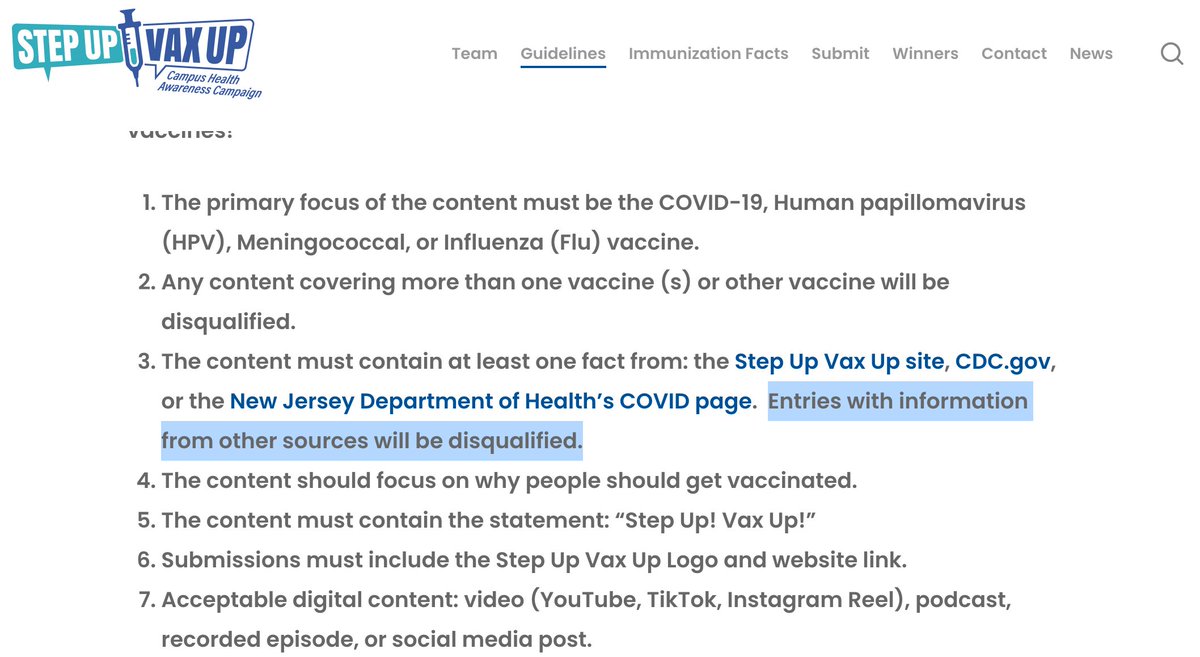 @NJDeptofHealth For clarification... the NJDOH #StepUpVaxUp #contest will disqualify college students for citing actual science? They can only regurgitated talking points to encourage peers to get shots that come with serious risk?