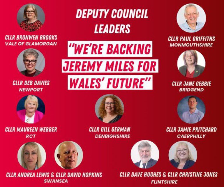 I’m delighted to be one of 11 Deputy Leaders backing @Jeremy_Miles Jeremy has always been considerate and approachable. I’ve worked with him over the years to the betterment of our communities, firstly in a trade union capacity and now in my current role. ✊🏼🌹