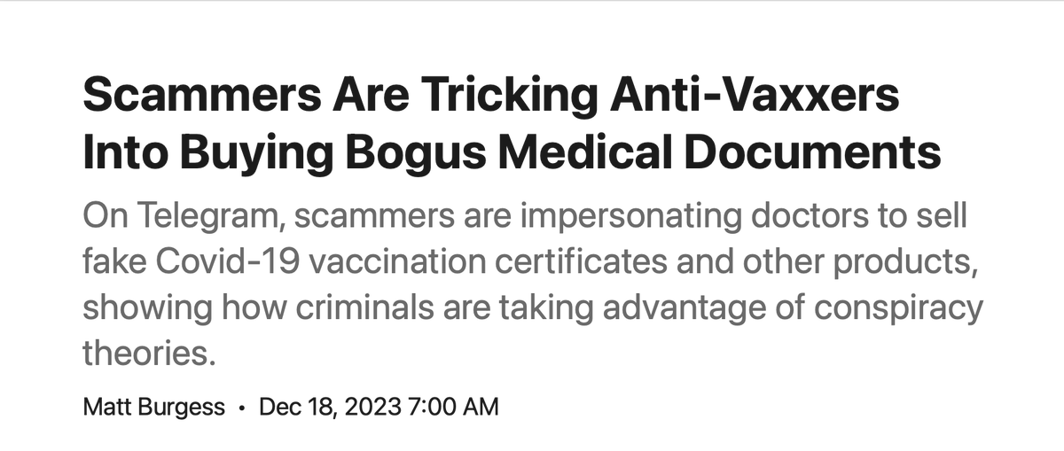 ScherhagThomas's tweet image. #Impfgegner sind so leichtgläubig und ein schönes Beispiel für: 
"Confirmation Bias". 
Das man sich die Quellen so wählt, dass immer das herauskommt, was herauskommen soll. Nur daß Impfgegner sogar noch dafür zahlen. 🤑

"Betrüger bringen Anti-Vaxxer dazu, gefälschte medizinische