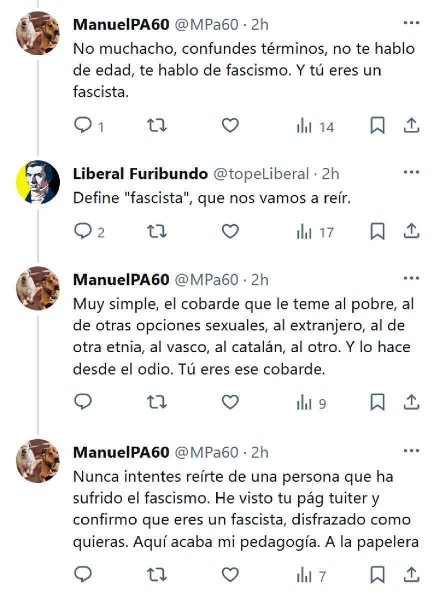 topeLiberal2's tweet photo. @MPa60 @topeLiberal - ¡No existen ultras de izquierda, fascista!
+ No sabes lo que es un fascista.
- ¡A mí me lo vas a decir, que tengo 60 tacos, fascista!
+ Ok, define fascista.
- ¡Fascista es todo el que yo decido que es fascista. Y ahora te bloqueo por fascista, fascista!

JAJAJAAAJAJAJAJJAJAJAJA https://t.co/MZ3di8dud1