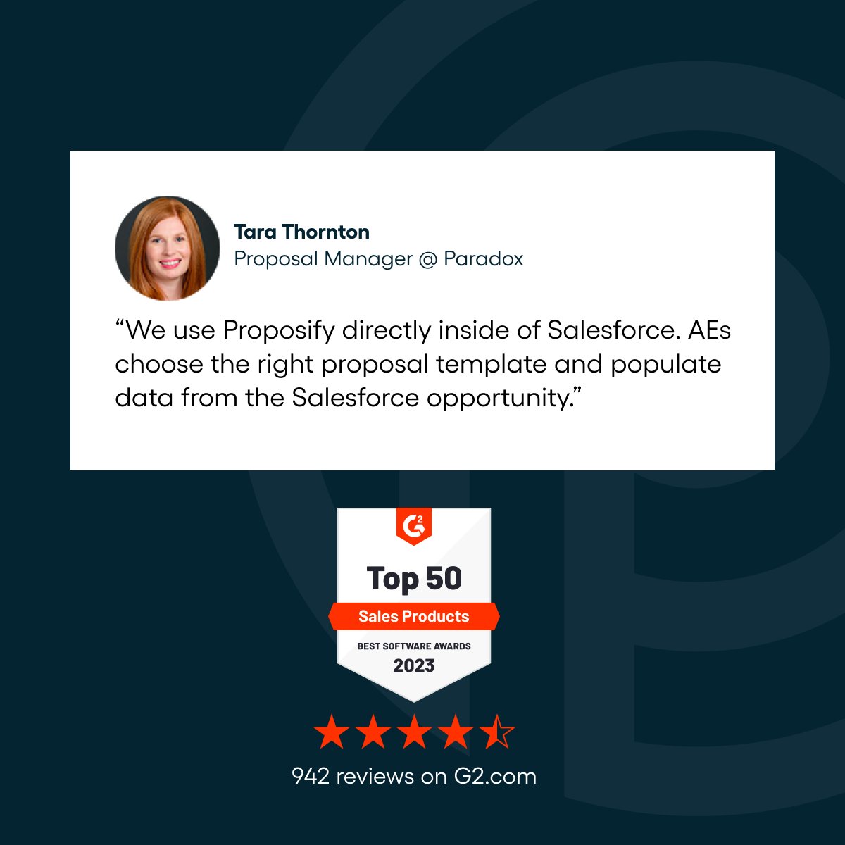When Tara first came to Proposify, she had doubled her team of account executives and everyone was putting proposals together in a way that wasn’t scalable.

Now with Proposify, her AEs can generate new proposals in a matter of minutes. 

proposify.com/case-studies/p…