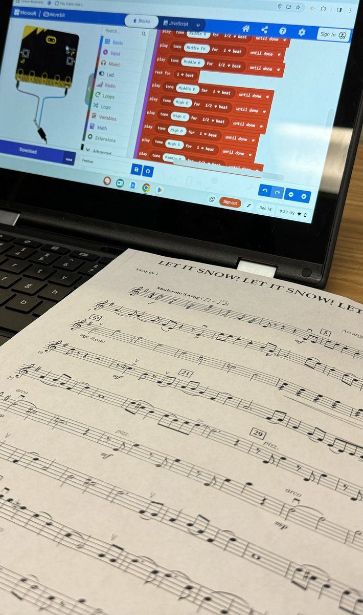Travis Wood (@fcsdtechint) on Twitter photo .<a href="/mb_middle/">Martha Brown Middle School</a> 8th grade technology students are exploring writing code for Micro:bits. This student coded music she is rehearsing in orchestra for a “Festive Micro:bits” project to showcases her ability to write algorithms & use sensors to start the code. <a href="/microbit_edu/">Micro:bit Educational Foundation</a> <a href="/FCSDtweets/">Fairport Central School District</a> .<a href="/mb_middle/">Martha Brown Middle School</a> 8th grade technology students are exploring writing code for Micro:bits. This student coded music she is rehearsing in orchestra for a “Festive Micro:bits” project to showcases her ability to write algorithms & use sensors to start the code. <a href="/microbit_edu/">Micro:bit Educational Foundation</a> <a href="/FCSDtweets/">Fairport Central School District</a>