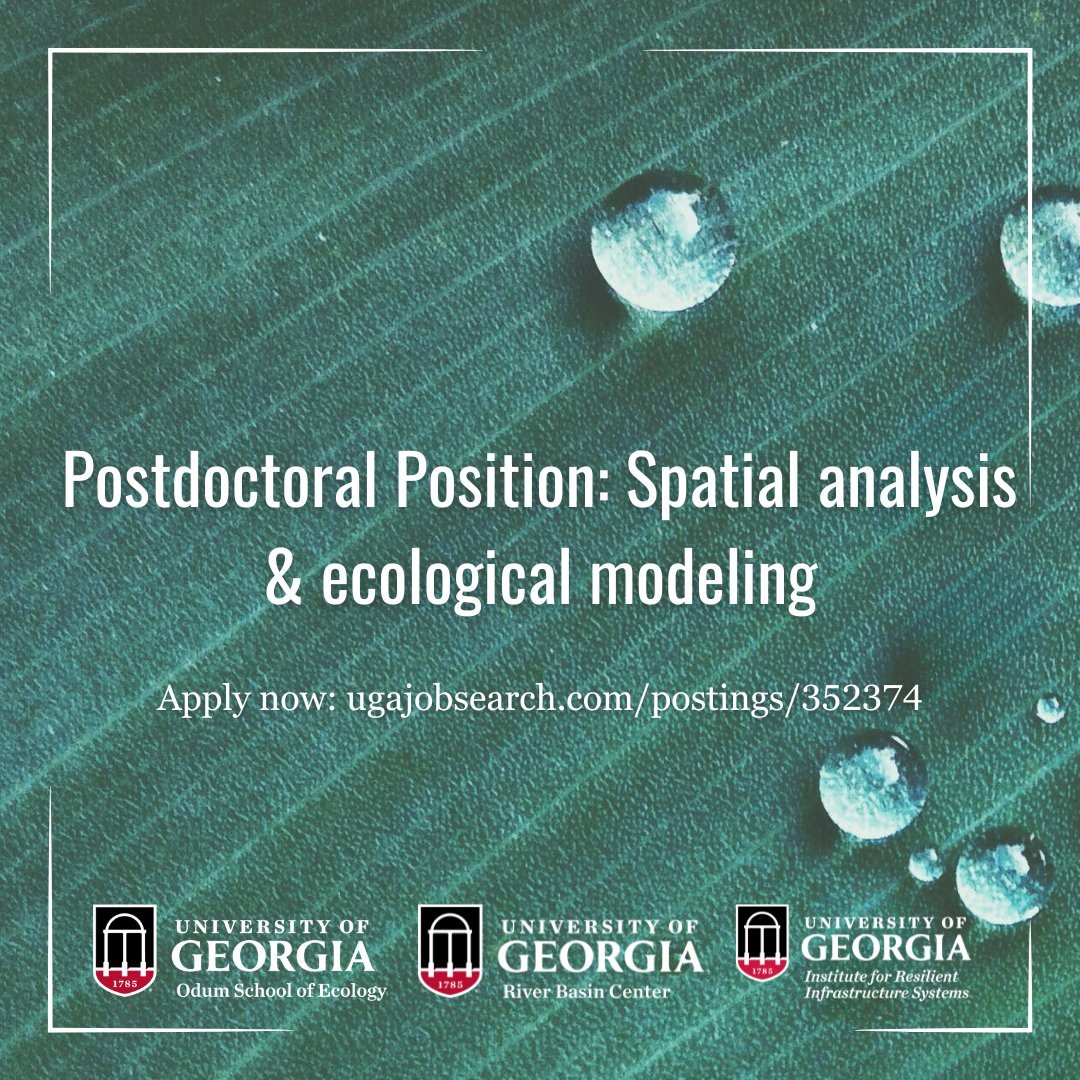 Interested in floodplain ecology? @gulothoughts is hiring! The postdoctoral position involves spatial analysis, remote sensing and ecological modeling. Apply to join a growing research team studying the diverse benefits of levee setbacks. | ugajobsearch.com/postings/352374