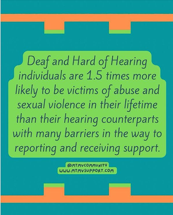 Repost from buff.ly/41cIWeq: “Deaf and hard of hearing individuals are 1.5 times more likely to be victims of abuse and sexual violence in their lifetime than their hearing counterparts with many, many barriers in the way to reporting and receiving support.”