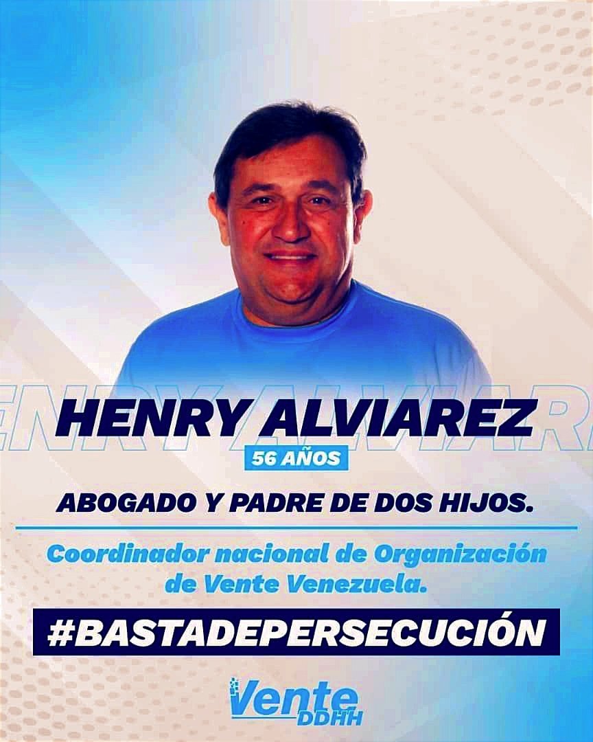 Henry Alviarez es un dirigente político comprometido en la lucha por la libertad de Venezuela, por ello el régimen criminal pretende acusarlo. #BastaDePersecución 
✓LA dictadura de Maduro busca criminalizar a quienes ejercen sus derechos políticos y civiles. 
#18Dic 
#ConVZLA 🇻🇪