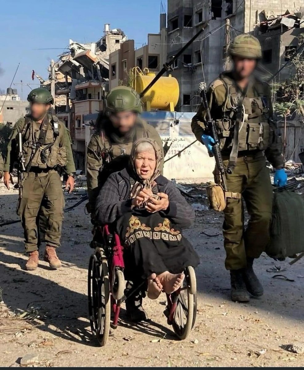 The following is a text message sent by an IDF soldier, who is currently fighting in Gaza, to his mother:

'Yesterday, we discovered a local elderly woman stranded in the midst of the conflict zone. 
She was utterly helpless, abandoned by the Gazans who left her for dead. She…