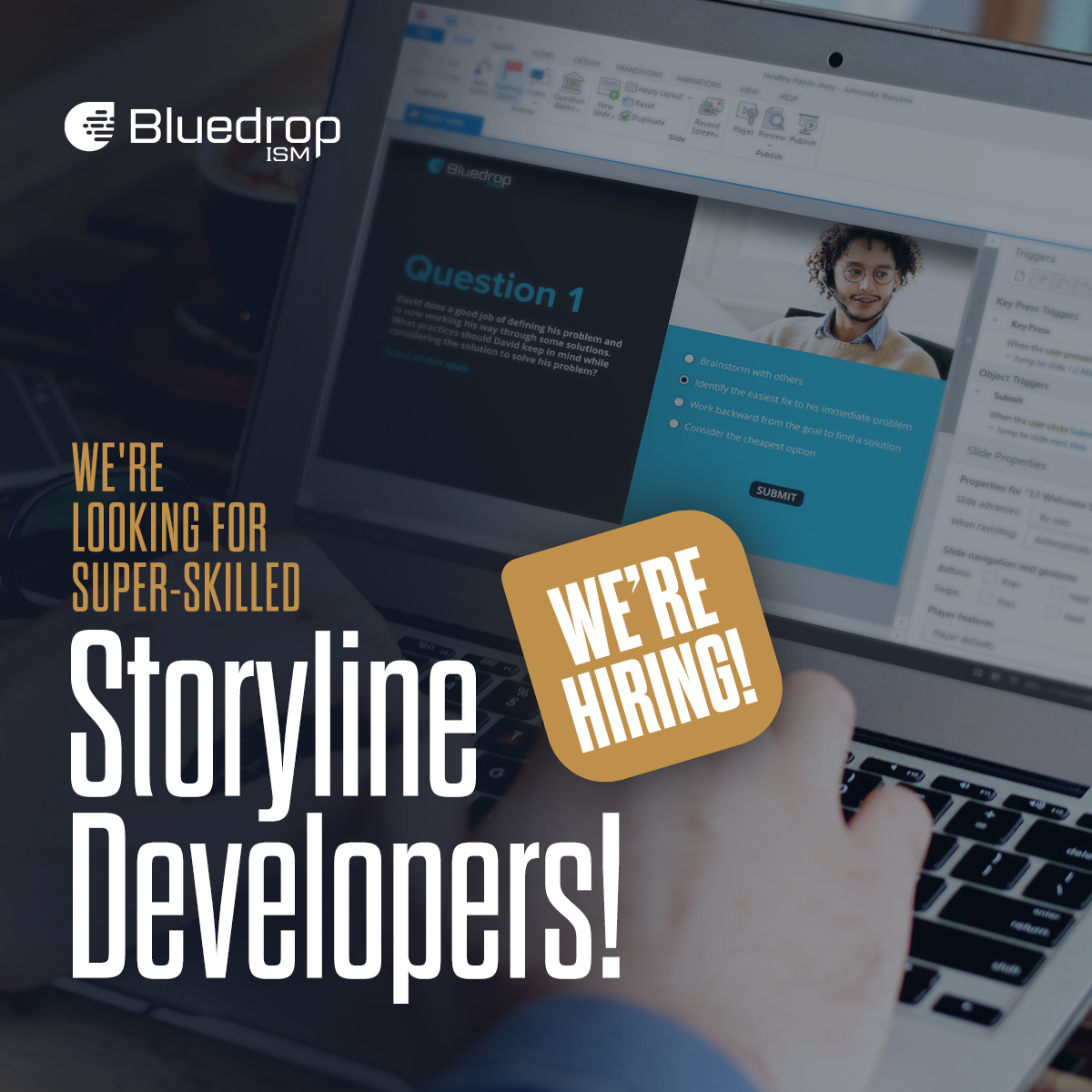 🔦ICYMI: We're seeking super-skilled freelance #storylinedevelopers! And fast! Check us out and apply today! 📲 bluedropism.com/storyline-deve…

#werehiring #storylinedeveloper #elearningdeveloper #elearningdesign #elearningcareers #elearningdesignjobs #elearningjobs