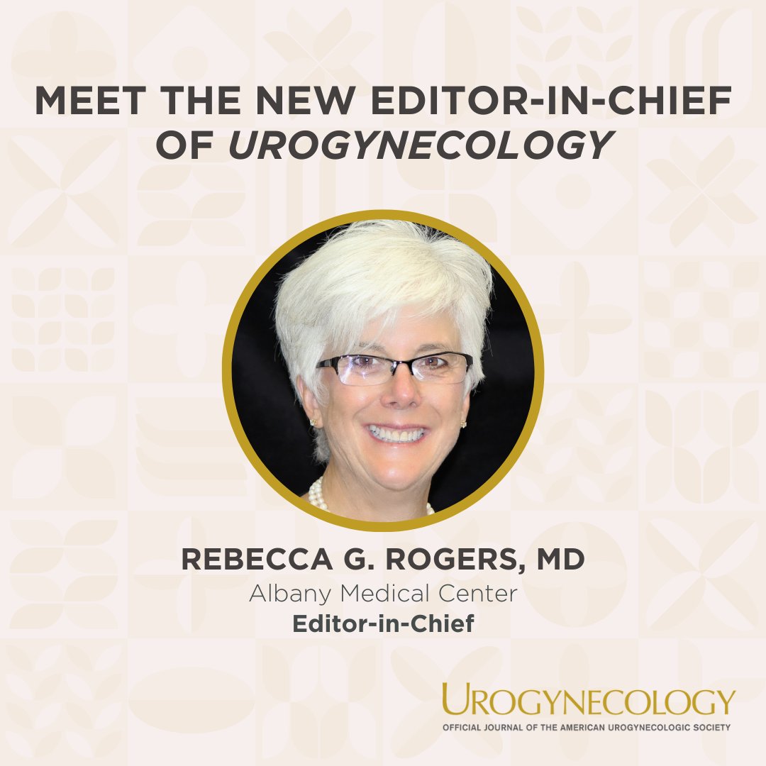 Exciting news! Dr. Rebecca Rogers will be the new Editor-in-Chief of Urogynecology, starting January 1, 2024. We are confident that Urogynecology will continue its success as a high-quality journal under Dr. Rogers' leadership. Please join us in welcoming her to this new role!
