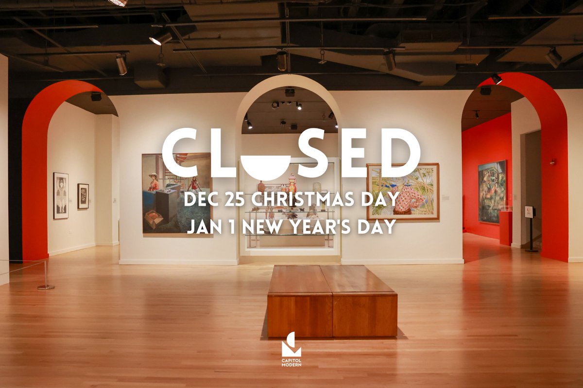 Capitol Modern will be closed on Christmas Day and New Year's Day. Other than that, our normal hours remain open from Monday-Saturday from 10am to 4pm. See you soon 🫶

#CapitolModern #CapitolModernHawaii #HawaiiStateArtMuseum @hawaii_sfca #ArtinPublicPlaces