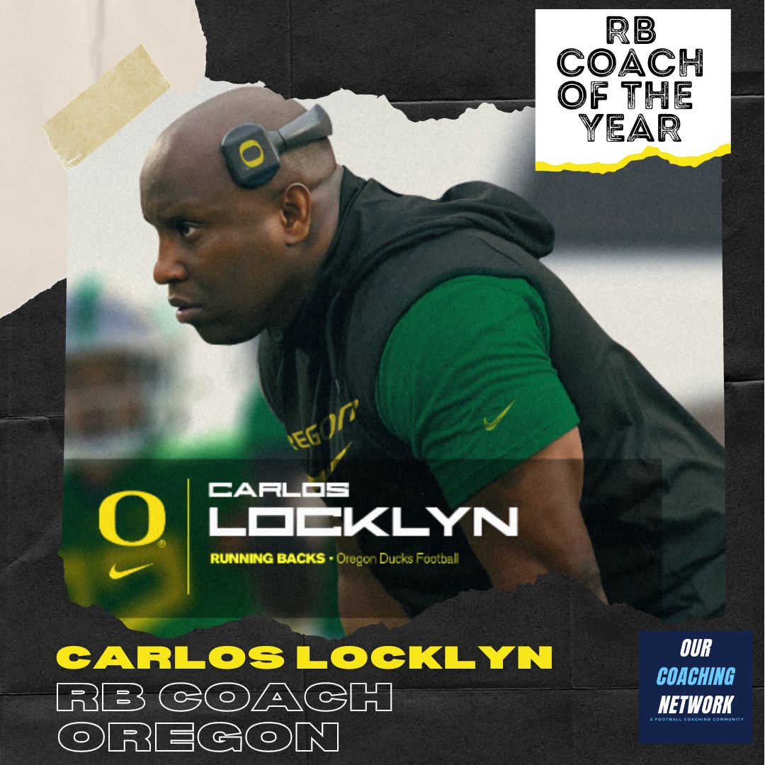🏈RB Coach of The Year🏈 Our @pac12 RB Coach of the Year is @oregonfootball's @Locklyn33👏 They were 3rd in FBS in Yards/Carry, 7th in Rushing TDs, had the Highest @PFF Graded RB in the Run Game, & had an RB who was 7th in FBS RB Receiving yards✍️ RB Coach of The Year🧵👇