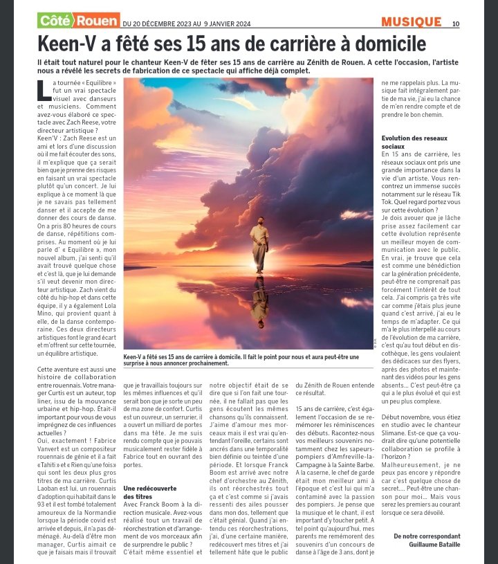 Vraiment ravi d'avoir pu interviewer <a href="/KeenvOfficiel/">💎KEEN’V💎</a> pour son concert anniversaire dans notre <a href="/ZENITHROUEN/">ZENITH ROUEN</a> à l'occasion de ses 15 ans de carrière. Une riche entrevue artistiquement sourcée en profondeur. Toutes les composantes d'un concert joué sold-out, ici. <a href="/ThierryCornolti/">Thierry Cornolti</a>