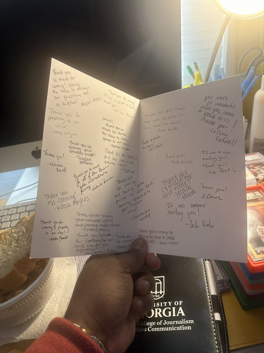 My heart is full. Look what just arrived in the mail. ❤️🙏🏾 Many thanks to professor Rebecca Burns and her @UGAGrady JOUR 4090 class for having me last month. I really enjoyed speaking to her class about my career and the business. I’m not crying. You’re crying. 😢 📰📝