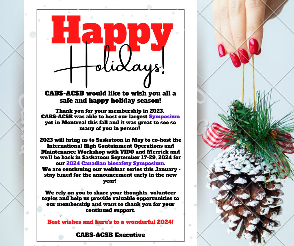 CABS-ACSB would like to wish everyone a safe and Happy Holiday and New Year!. We are looking forward to what 2024 has in store. Visit cabs-acsb.ca for more information about next years events.