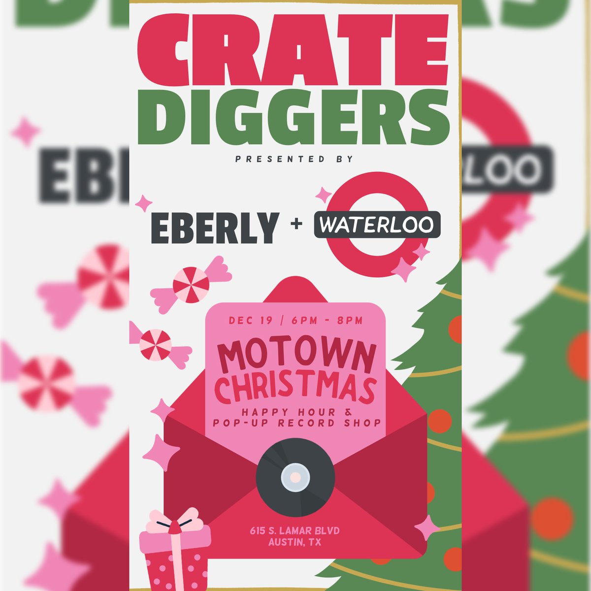 Join us on tomorrow (Dec 19th) for our pop-up shop at @EberlyATX - the beautiful South Lamar restaurant and bar from 6pm to 8pm! We’ll be selling Motown records while the DJ spins all the best Motown hits around! Come have a cocktail and dig through our crates!