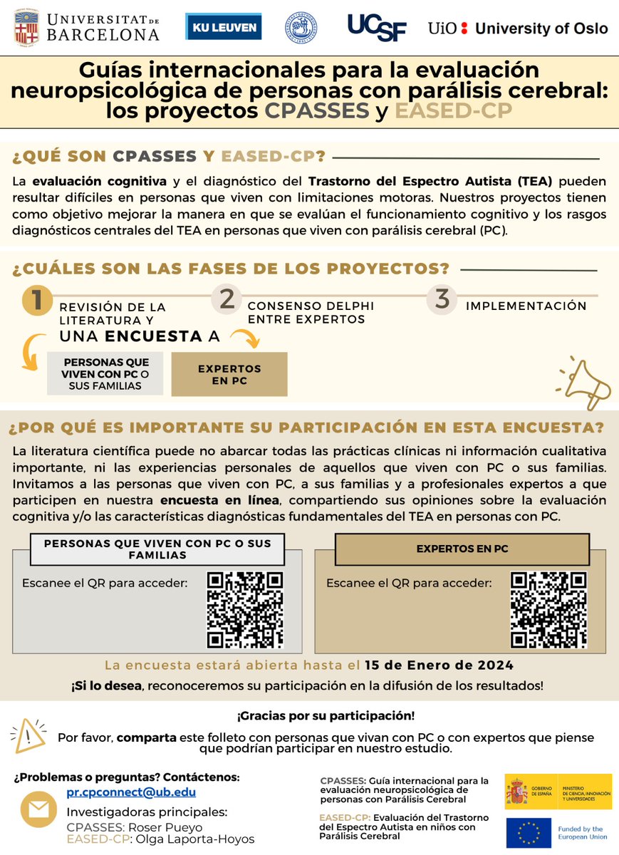 Montse Blasco (@mondelmon) on Twitter photo Colabora con TU OPINIÓN en una investigación para optimizar la evaluación de las personas que viven con PARÁLISIS CEREBRAL. Responde a esta encuesta para profesionales (ubpsychology.eu.qualtrics.com/jfe/form/SV_3l…) o esta para personas que viven con PC o sus familias (ubpsychology.eu.qualtrics.com/jfe/form/SV_dg…) Colabora con TU OPINIÓN en una investigación para optimizar la evaluación de las personas que viven con PARÁLISIS CEREBRAL. Responde a esta encuesta para profesionales (ubpsychology.eu.qualtrics.com/jfe/form/SV_3l…) o esta para personas que viven con PC o sus familias (ubpsychology.eu.qualtrics.com/jfe/form/SV_dg…)