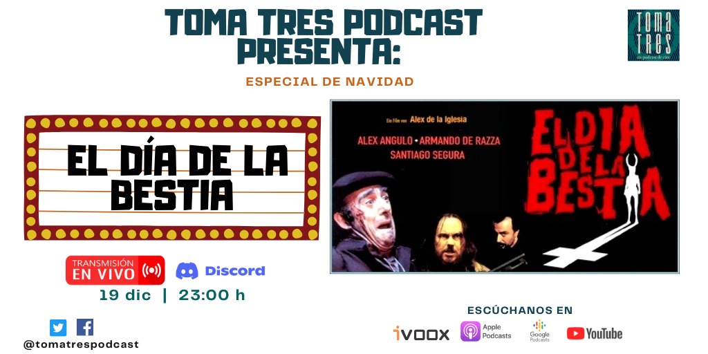 tomatrespodcast's tweet photo. 🎄🎅¡Acompáñenos en el especial navideño! Si alguien no ha visto esta  maravillosa sesión de rol macarra convertida en película, no deberían escribir esto en su buscador 🔎 El Dia de la Bestia 1995 completa

#EnVivo por @discord 
⬇️⬇️ Enlace para unirse ⬇️
https://t.co/7t0qYZPHej https://t.co/ZdqYsI15BJ