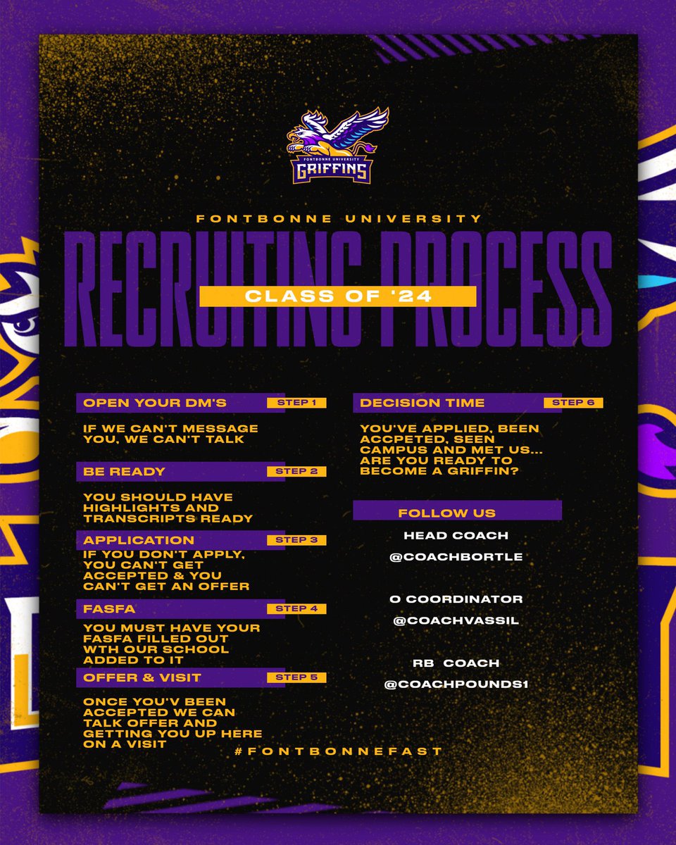 Class of '24... Are you currently 205lb or less? Are you still looking to continue your 📚 & 🏈 pursuits in college? Are you looking to make an impact On and Off the Field? If so, Fontbonne Football is looking for you... Reach out & lets find out #FontbonneFAST