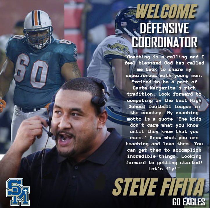 Eagle Football Family, We are excited to announce Steve Fifita as our new Defensive Coordinator. Coach Fifita joins SM with an impressive resume as a player and a coach. We can’t wait to get started in 2024. Welcome in Coach! #GoEagles🦅 #WeAreSM