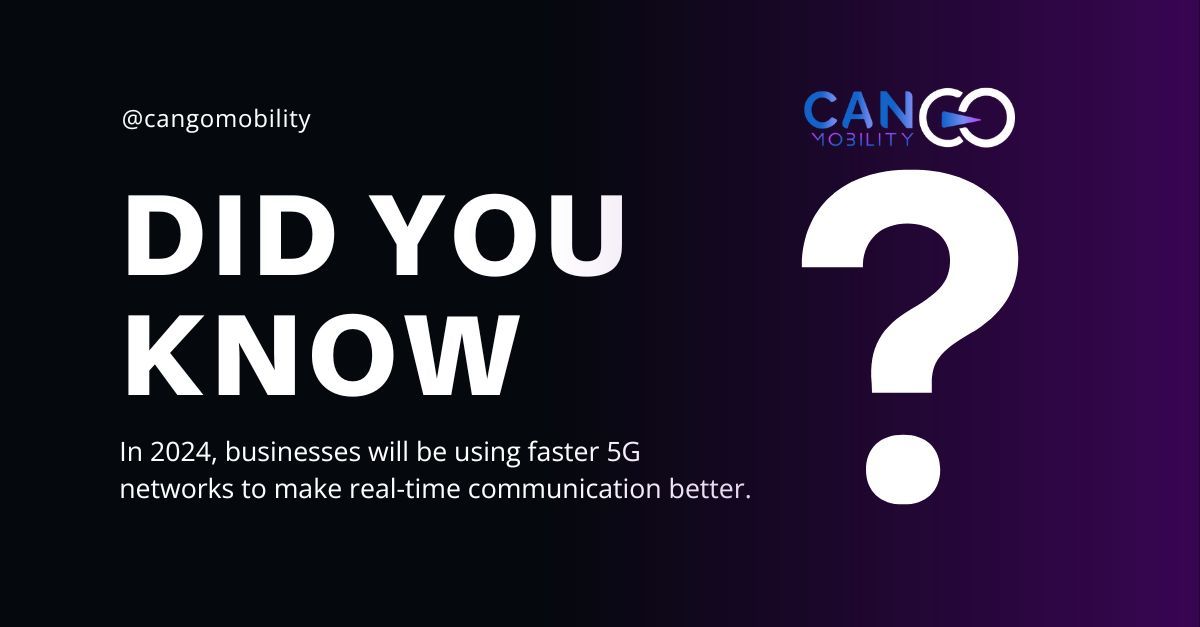 CANGOmobility's tweet image. The future of connectivity is here! In 2024, businesses are transforming fleet operations with the power of 5G technology. 

Faster data speeds and lower latency supercharge real-time communication, telematics, and data analytics. 

#DidYouKnow #CangoMobility #FleetManagement