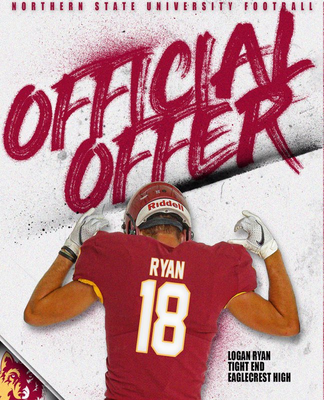 Logan Ryan (@loganryan1824) on Twitter photo After a call with <a href="/CoachGlas05/">Jason Glasco</a> I’m proud to say I’ve received my 6th offer to play at the northern state university!!@RyanLewis_38 <a href="/MikeSchmittFB/">Hurricane Football</a> After a call with <a href="/CoachGlas05/">Jason Glasco</a> I’m proud to say I’ve received my 6th offer to play at the northern state university!!@RyanLewis_38 <a href="/MikeSchmittFB/">Hurricane Football</a>