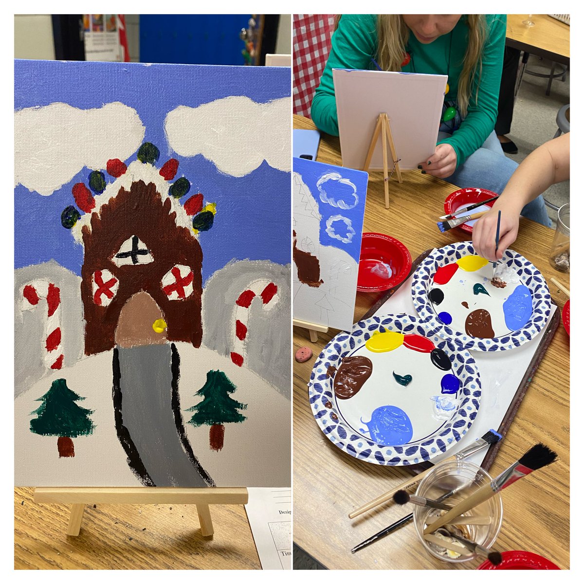 <a href="/Church_Lane_ES/">Church Lane Elementary Technology</a> staff members participated in a “sip” and paint after school today! Thank you Mr. Smith for helping us soar with our gingerbread house paintings! 💛💙🦅 🎨 <a href="/LoriMGrant/">Lori M. Grant</a> <a href="/EuniqueGray/">eunique gray</a> #WeAreREEL