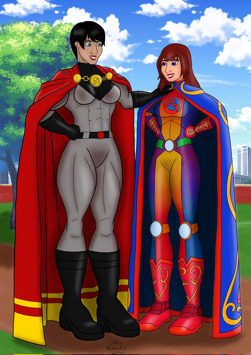 Ebonivor and Soviet Superwoman together. 

#Ebonivor #SovietSuperwoman #superhero #indiesuperheroes #indiecomics #crossover #buffwoman #musclewoman #friendship #originalcharacter