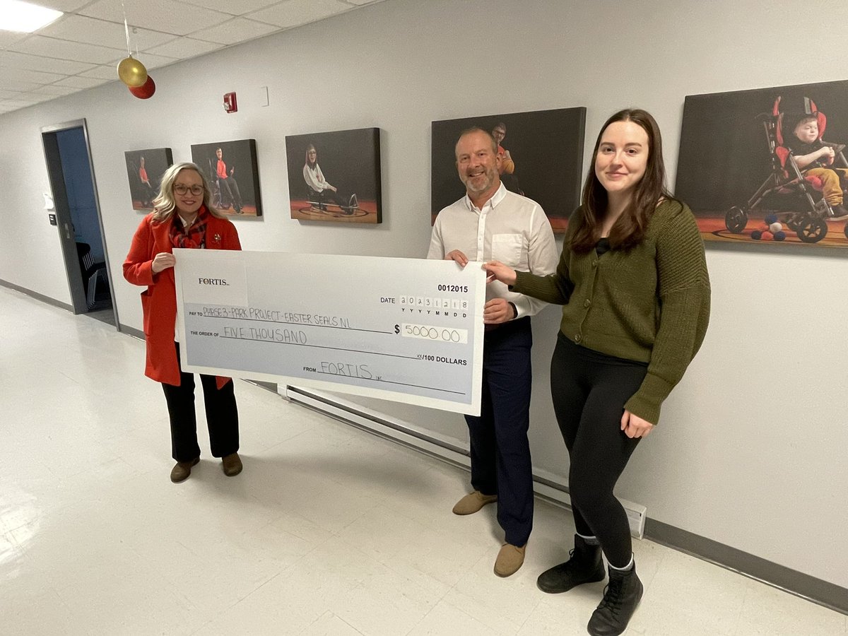 Thank you to Jessica Fisher who was proud to present a $5,000 check on behalf of Fortis employees to <a href="/EasterSealsNL/">Easter Seals</a> today! Together, we can help people with disabilities maximize their opportunities by living, full, healthy, and active lives. Happy holidays everyone.