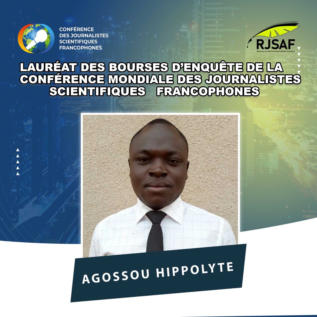 Hippolyte Agossou, titulaire d'un Ph.D. en sciences agronomiques est un journaliste scientifique passionné des histoires environnementales et déterminé à faire entendre la voix de la nature et de la science. Il a, à son actif, plusieurs distinctions. C'est l'un de nos lauréats !
