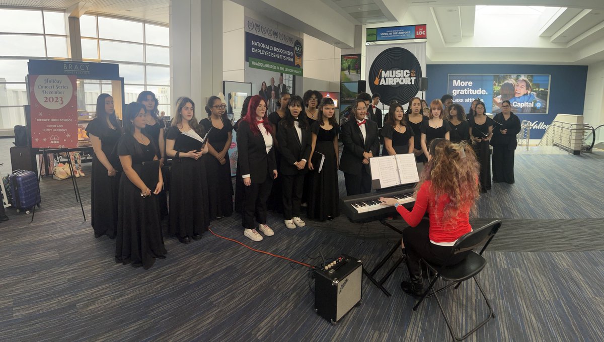 ABE Airport (@flyabe_) on Twitter photo Songs of the season! Thank you to the <a href="/asddieruff/">Dieruff High School</a> High School Choir and Husky Harmony for an amazing performance during our Holiday Concert Series. Passengers traveling through the Wilfred M. "Wiley Post Concourse really enjoyed it! <a href="/AllentownSD/">Allentown Schools</a> #LehighValley #Airport Songs of the season! Thank you to the <a href="/asddieruff/">Dieruff High School</a> High School Choir and Husky Harmony for an amazing performance during our Holiday Concert Series. Passengers traveling through the Wilfred M. "Wiley Post Concourse really enjoyed it! <a href="/AllentownSD/">Allentown Schools</a> #LehighValley #Airport