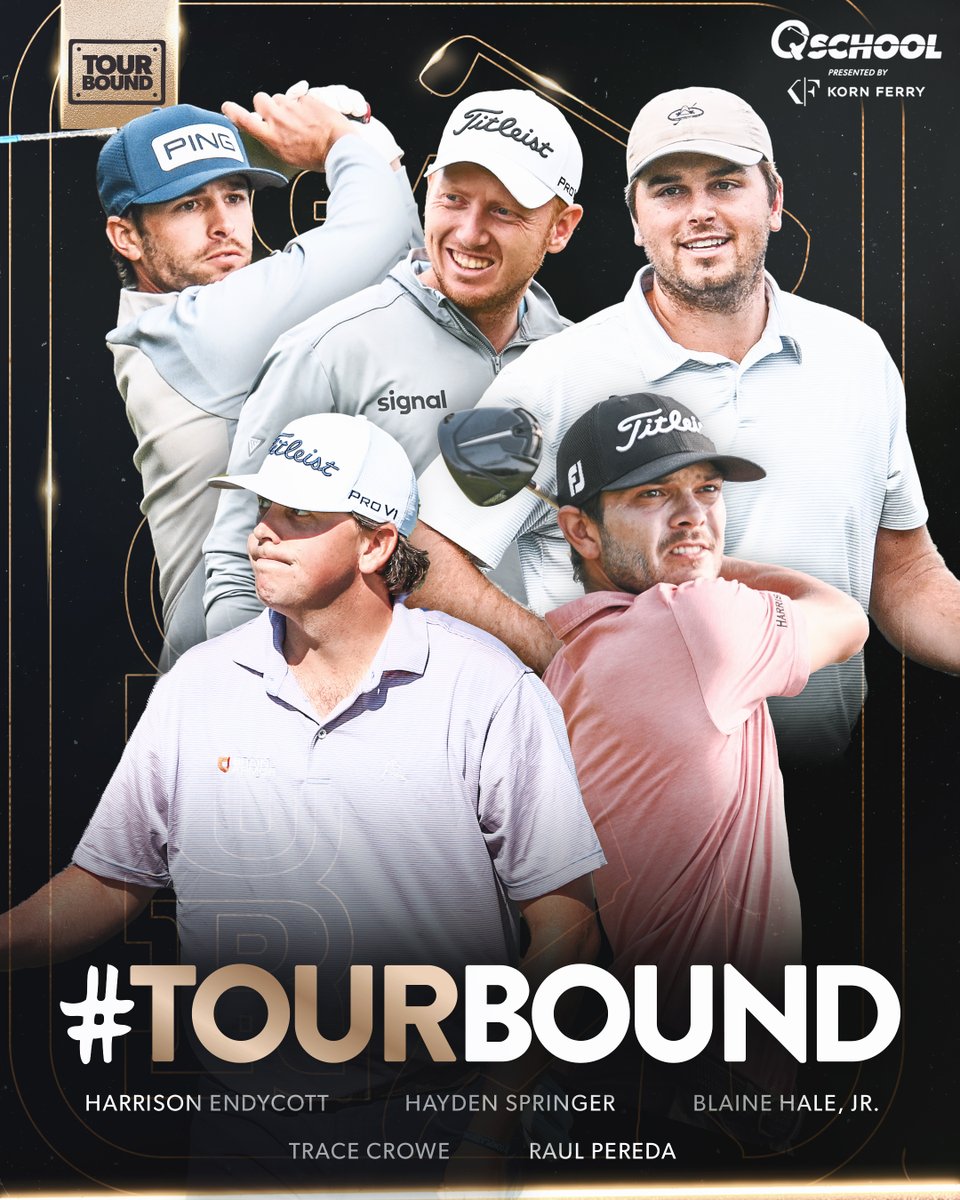 Five PGA TOUR cards locked up! 👏

Welcoming the newest members courtesy of PGA TOUR Q-School presented by Korn Ferry.

🏌️ @HarrisonEndy96
🏌️ @TraceCrowe
🏌️ Blaine Hale, Jr.
🏌️ @HaydenSpringer
🏌️ @RaulP96

#TOURBound