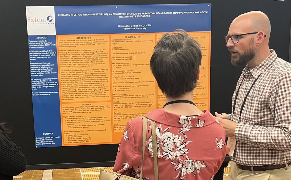 Dr. Chris Collins (BSW Professor) presented at the National Research Conference on the Prevention of Firearm-Related Harms in Chicago. Did you know the newest Grand Challenge for social work is Prevent Gun Violence? Details at grandchallengesforsocialwork.org/#the-challenges