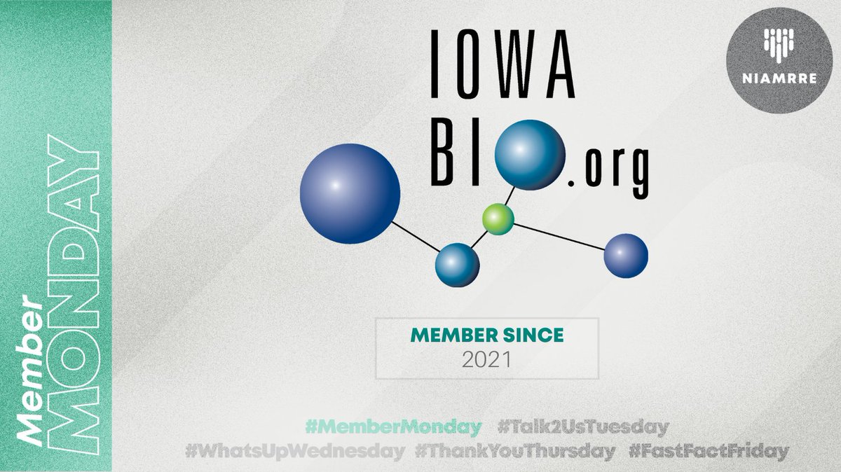 The Iowa Biotechnology Association was founded to unify Iowa's bioscience industry, academic research institutions and economic development organizations. Thank you for being a member! #MemberMonday