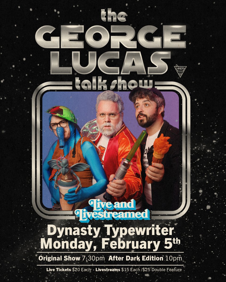 patrickcotnoir.bsky.social (@patrickcotnoir) on Twitter photo LOS ANGELES! <a href="/GLucasTalkShow/">GeorgeLucasTalkShow💥</a> is doing 2 shows at <a href="/JoinTheDynasty/">Dynasty Typewriter</a> on February 5th! An early and a late show (2 diff shows, 2 diff sets of guests). Some stuff that is already coming together for it is wild....
Get your in-person or livestream tickets now!
dynastytypewriter.com/glts LOS ANGELES! <a href="/GLucasTalkShow/">GeorgeLucasTalkShow💥</a> is doing 2 shows at <a href="/JoinTheDynasty/">Dynasty Typewriter</a> on February 5th! An early and a late show (2 diff shows, 2 diff sets of guests). Some stuff that is already coming together for it is wild....
Get your in-person or livestream tickets now!
dynastytypewriter.com/glts