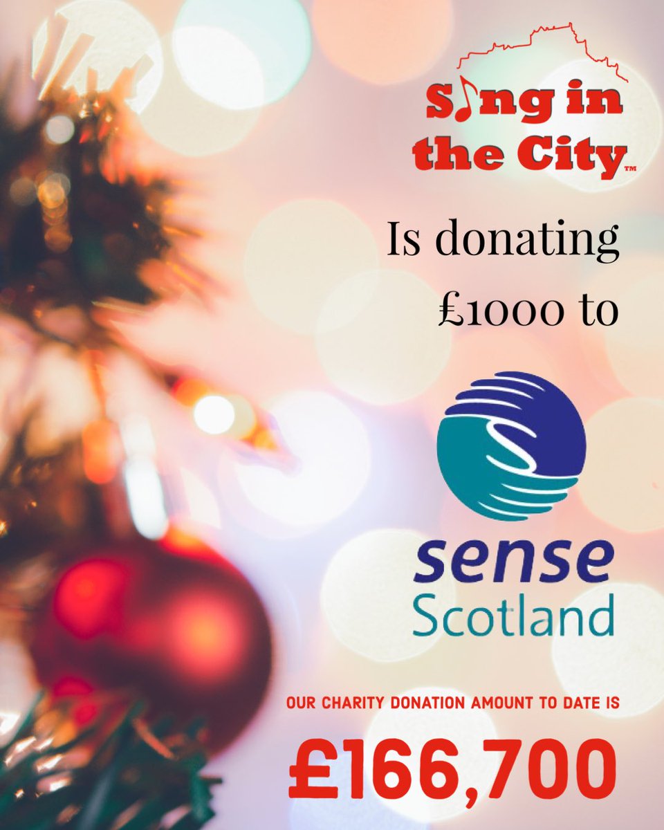 £1000 heading to @SenseScotland collected by our members and @HanleyandBaird We hope you can put it to good use @edinburghpaper Our grand charity total is £166k Join us in 2024 hello@singinthecity.com