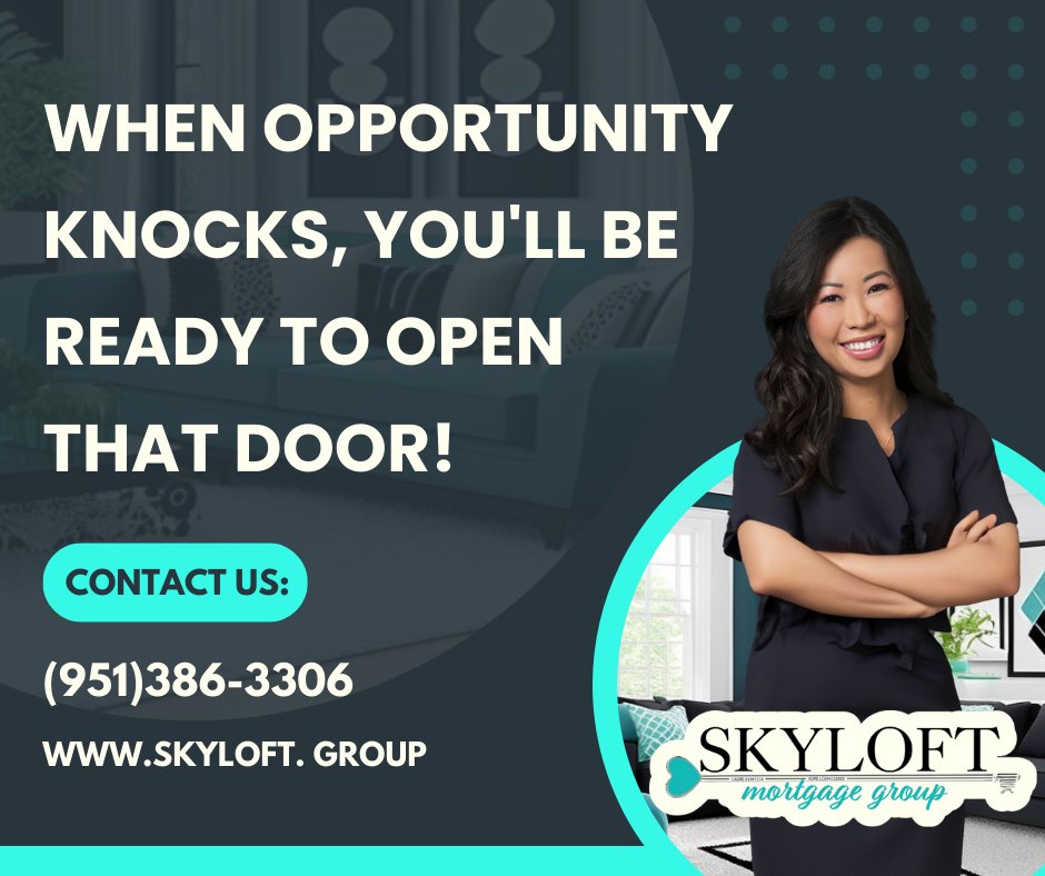 SkyloftMortgage's tweet image. When opportunity knocks, you&apos;ll be ready to open that door!
Call us: (951)386-3306
Visit Us: skyloft.group
#mortgages #whenithastoberight #opportunityawaits #knockout #opportunityknocks #readytowork #openforopportunities #opendoors
CA Lic 01949835 | AZ Lic Br690832000