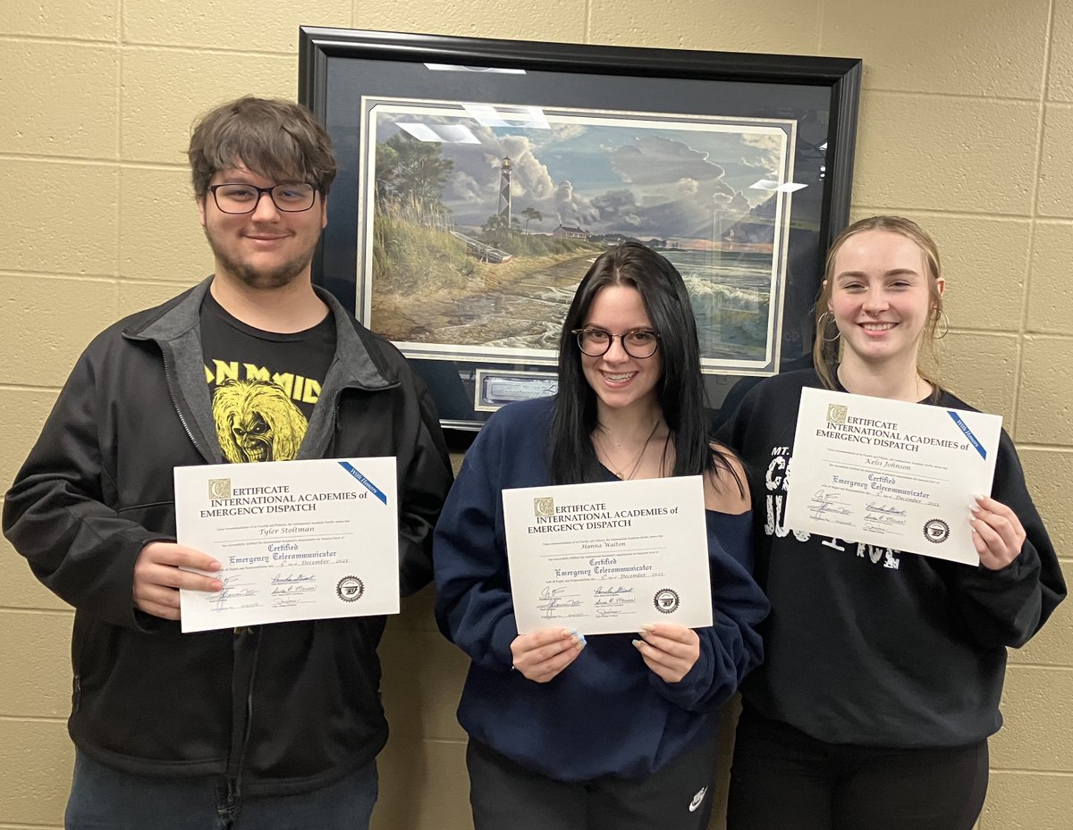 Eight 2nd-yr <a href="/MtVernonHS/">Mt. Vernon HS</a> Criminal Justice students are the 1st to become Emergency Telecommunicator Certified (ETC) w/the Career and Technical Education (CTE) program. They completed a 40-hr training. This will assist them if they seek a career in communications at a Dispatch/911