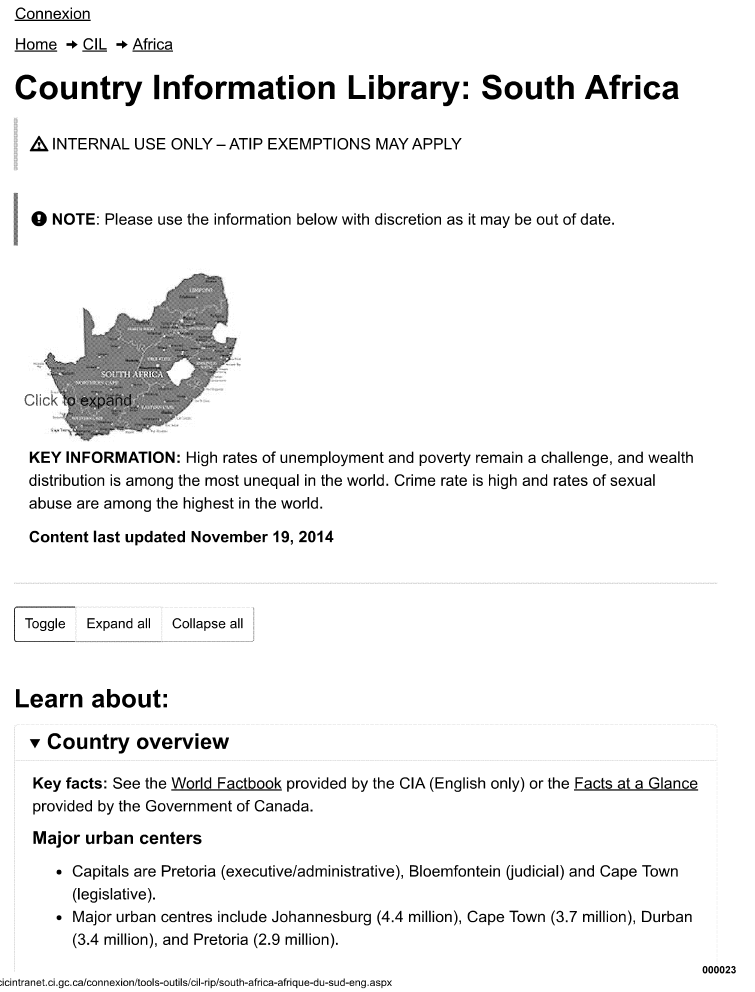 Steven Meurrens on X: “IRCC Country Information Library: South