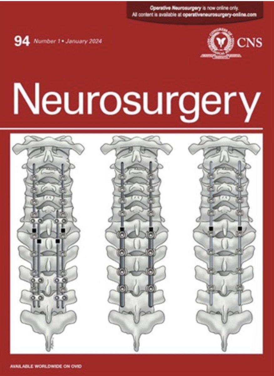 Our recent work in spinal biomechanics was featured on the front page of Neurosurgery. Thank you @CNS_Update Due credits Dr. Faheem Sandhu Carlynn Winters Daina Brooks Dr. Bryan W. Cunningham Illustrator: Anna Beaufort #spine #surgery #neurosurgery #biomechanics