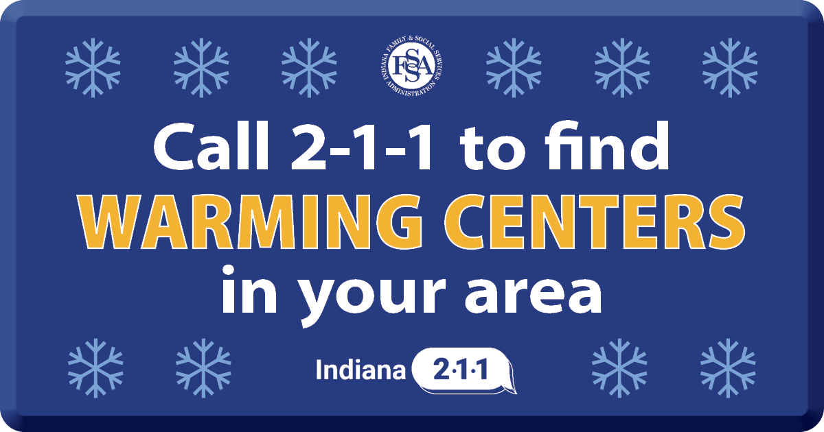 Indiana FSSA (@fssaindiana) on Twitter photo PLEASE SHARE: Stay warm, stay safe. Call 2-1-1 to find warming centers open in your community. <a href="/in211/">นันธิชา วงศ์มาลัย</a> community navigators are available 24/7 and can provide you with updated locations and hours of warmings centers in your area or click here: on.in.gov/7pv3p PLEASE SHARE: Stay warm, stay safe. Call 2-1-1 to find warming centers open in your community. <a href="/in211/">นันธิชา วงศ์มาลัย</a> community navigators are available 24/7 and can provide you with updated locations and hours of warmings centers in your area or click here: on.in.gov/7pv3p