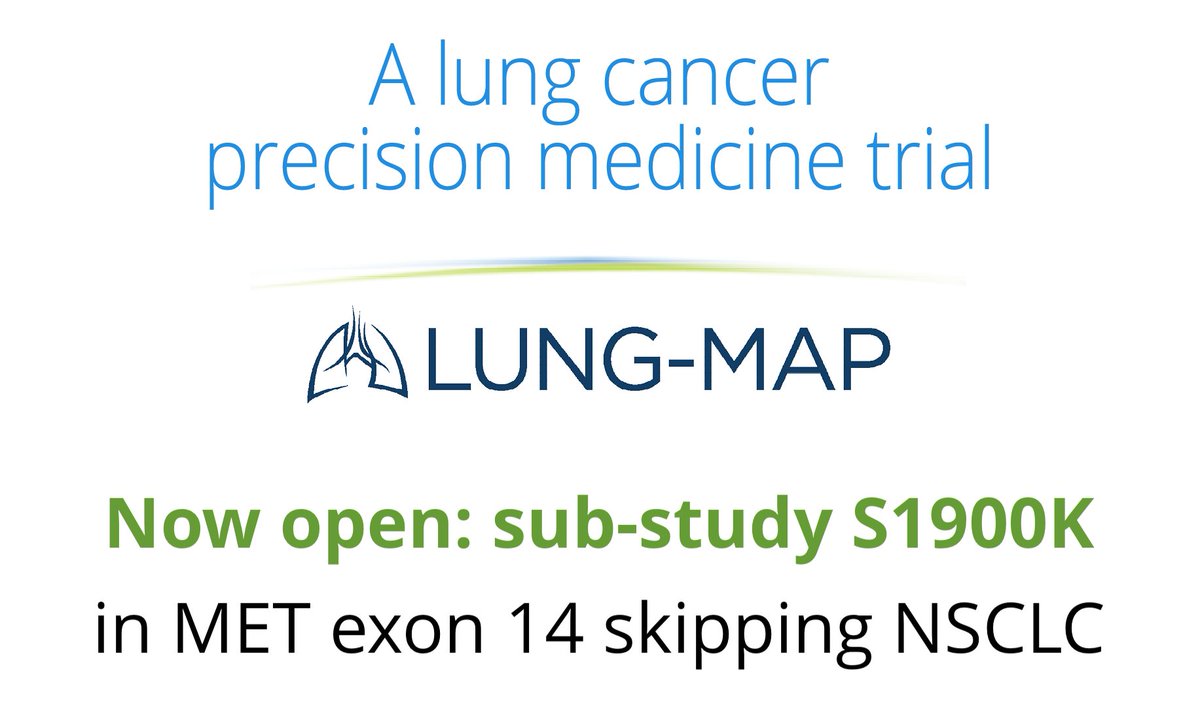 Just activated! @LungMAP's newest biomarker sub-study: S1900K. For patients with MET exon 14 skipping #NSCLC. Hypothesis: resistance to MET inhibition in these patients is due to VEGFR2 signaling. Tests adding ramucirumab to MET inhibitor tepotinib. clinicaltrials.gov/study/NCT06031…