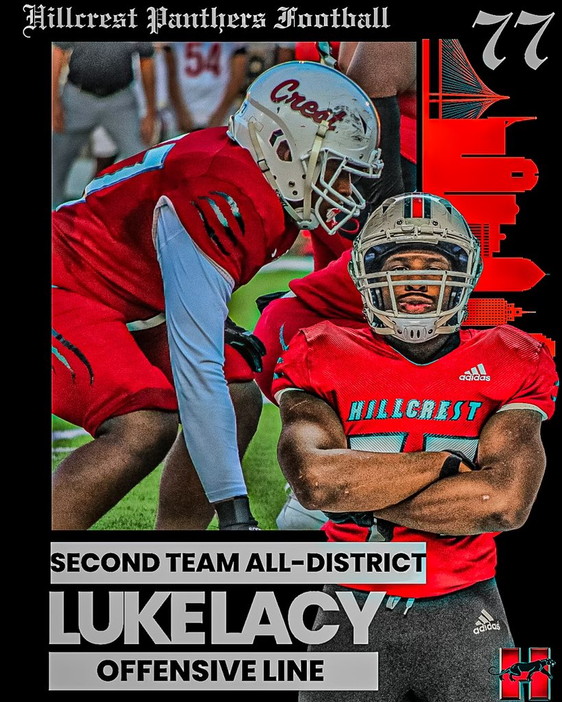 Second Team All-District
6-5A DII

#CrestSide #DarkSide #RecruitTheCrest
<a href="/PanthersHHS/">Hillcrest HS</a> <a href="/Hillcrest_ATH/">Hillcrest Athletics</a> <a href="/dallasathletics/">Dallas ISD Athletics</a>