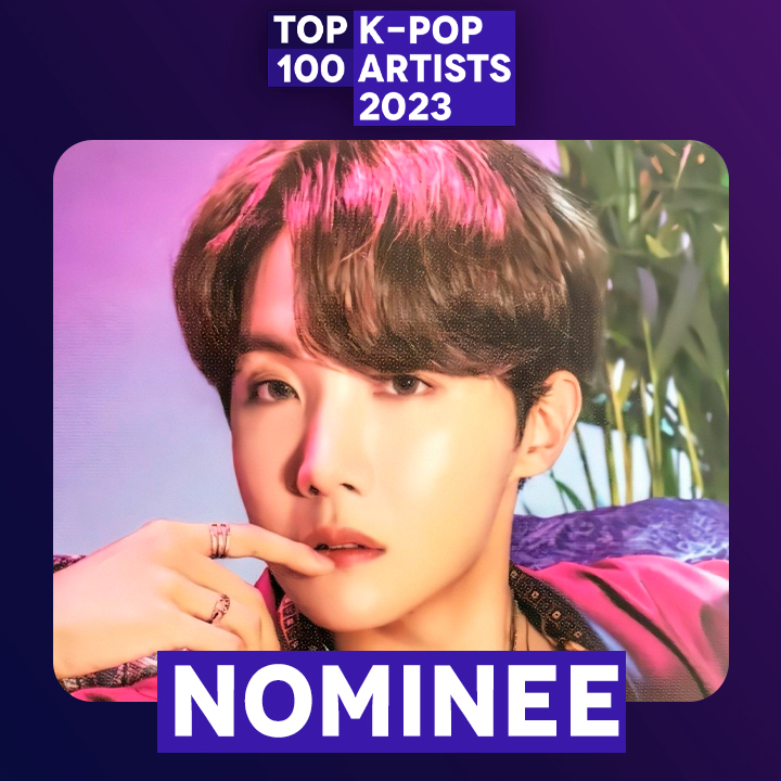 J-HOPE (BTS) is being nominee for TOP 100 – K-POP ARTISTS in 2023! 👉 VOTE: dabeme.com.br/top100/