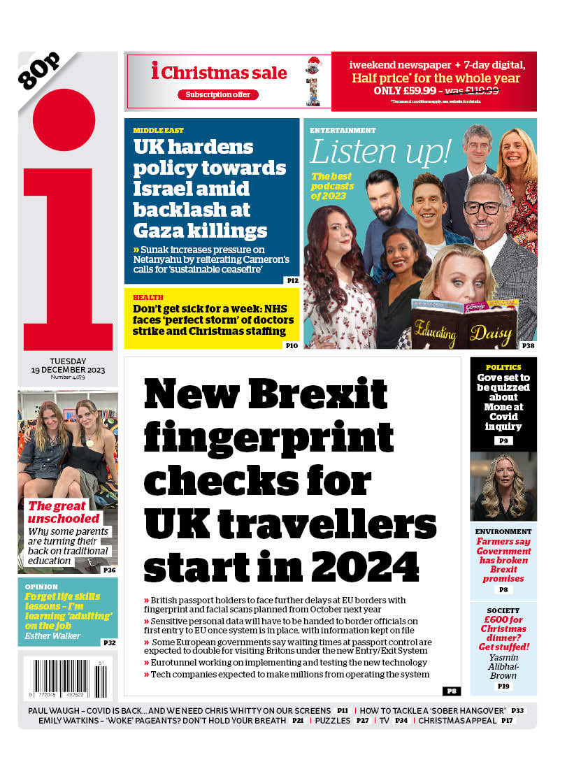 I: New Brexit fingerprint checks for UK travellers start in 2024 #TomorrowsPapersToday