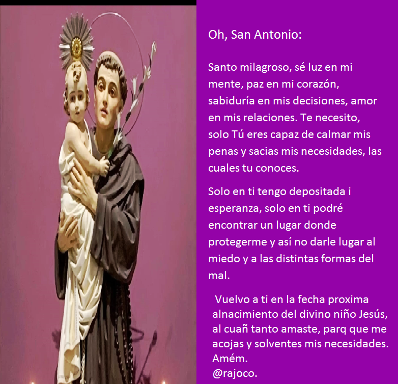 #SanAntonioDePadua
#oracion
#rajoco